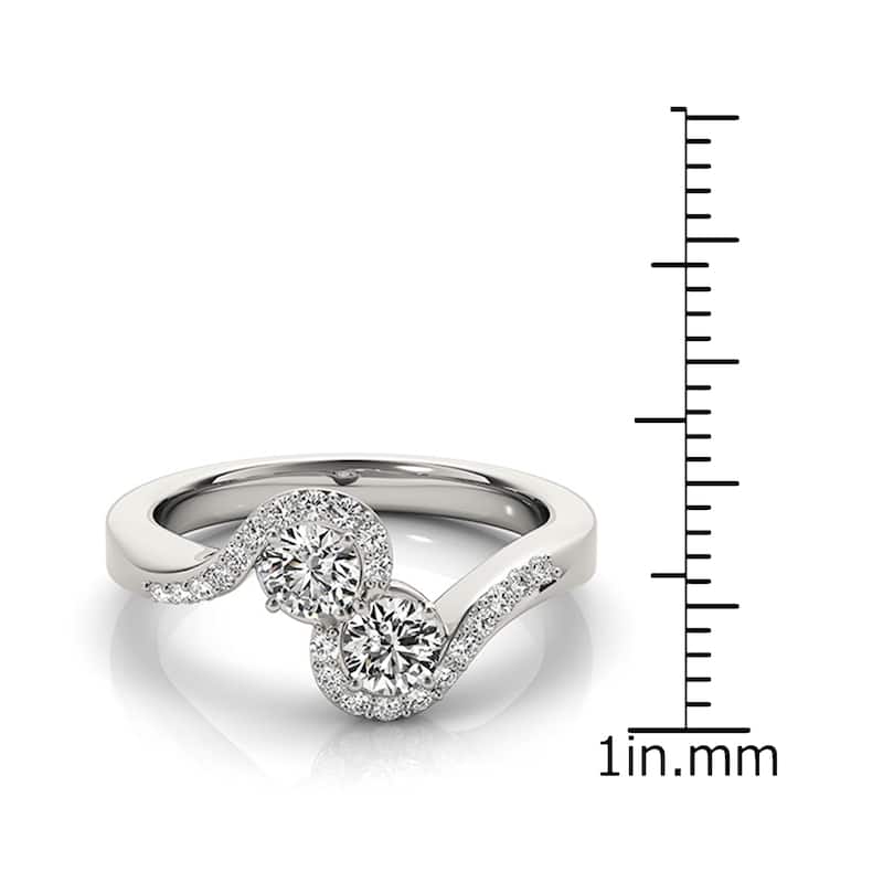 Auriya Round 2-Stone Diamond Ring 1ct TDW 14k White Gold