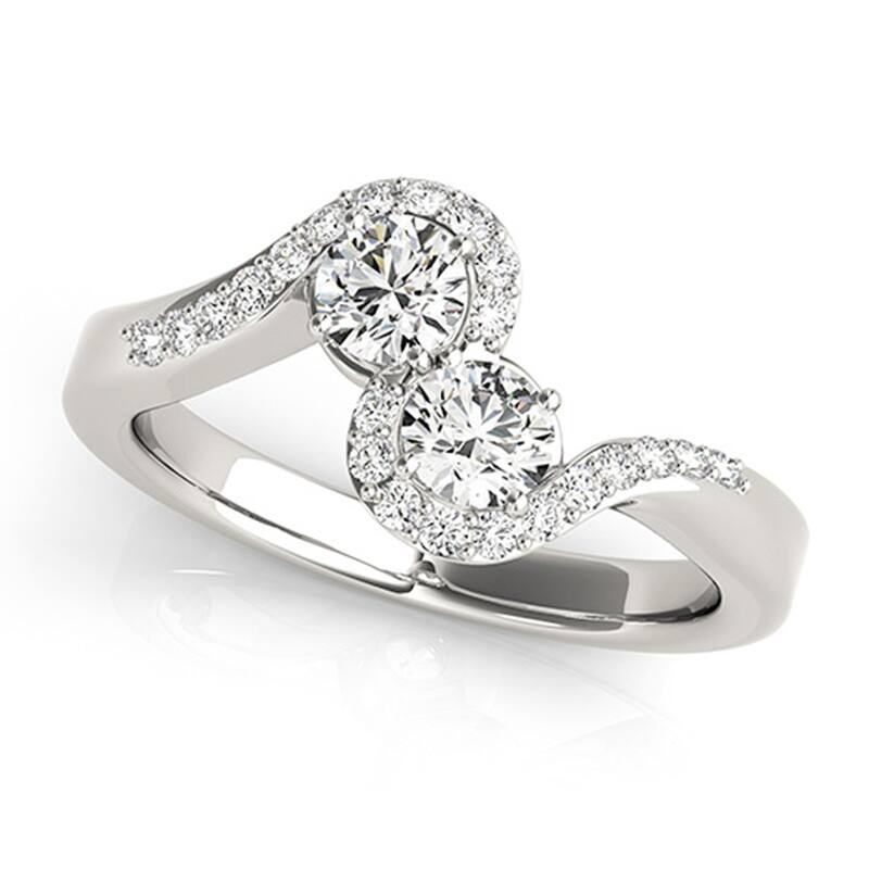 Auriya Round 2-Stone Diamond Ring 1ct TDW 14k White Gold - 4