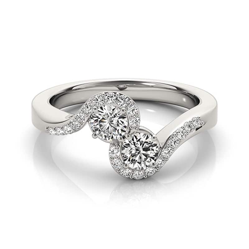 Auriya Round 2-Stone Diamond Ring 1ct TDW 14k White Gold
