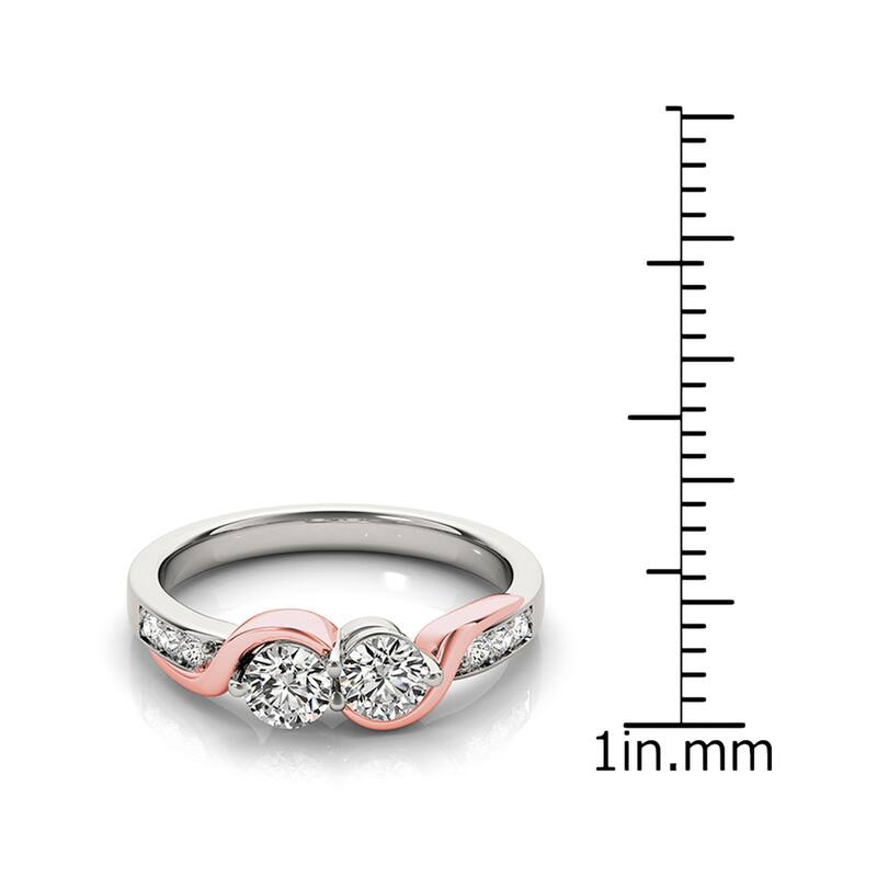 Auriya 14k Gold 1/2ctw Round Two-stone Diamond Engagement Ring 14k Two-Tone Gold