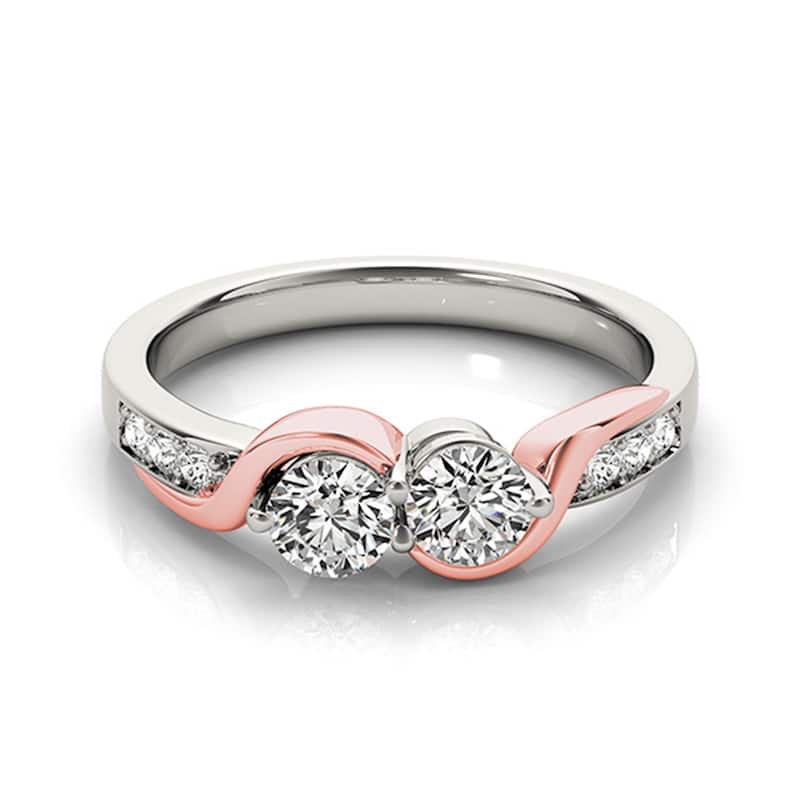Auriya 14k Gold 1/2ctw Round Two-stone Diamond Engagement Ring 14k Two-Tone Gold