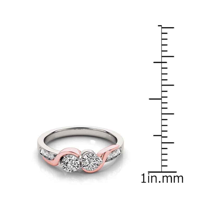 Auriya 1/3ct TDW Round Two Stone Diamond Engagement Ring 14k Two-Tone Rose and White Gold
