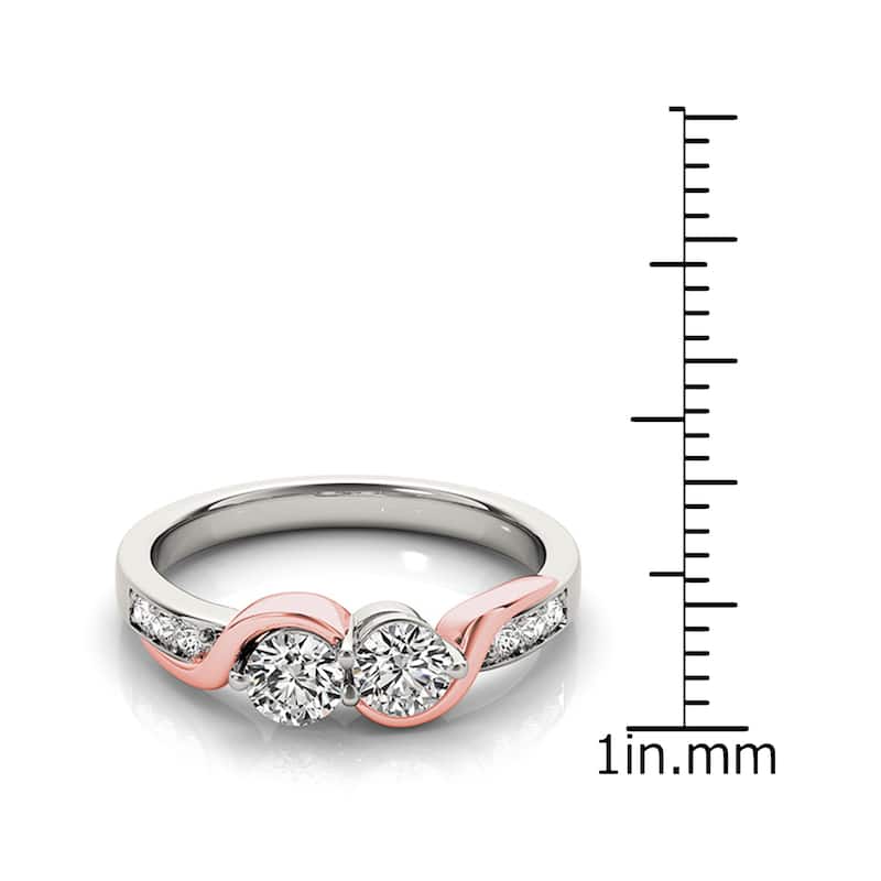 Auriya 3/4ct TDW Round Two Stone Diamond Engagement Ring 14k Two-Tone Rose and White Gold (H-I, SI1-SI2)