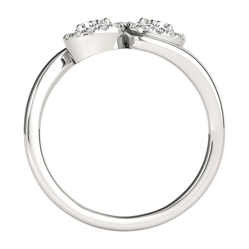 Auriya 14k Gold Round 3/4ctw 2-Stone Diamond Halo Engagement Ring 14k White Gold