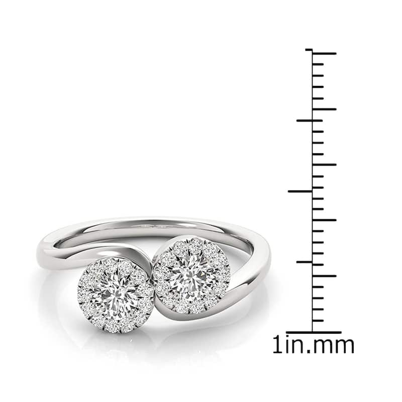 Auriya 14k Gold 1ctw Round Two-stone Halo Diamond Engagement Ring