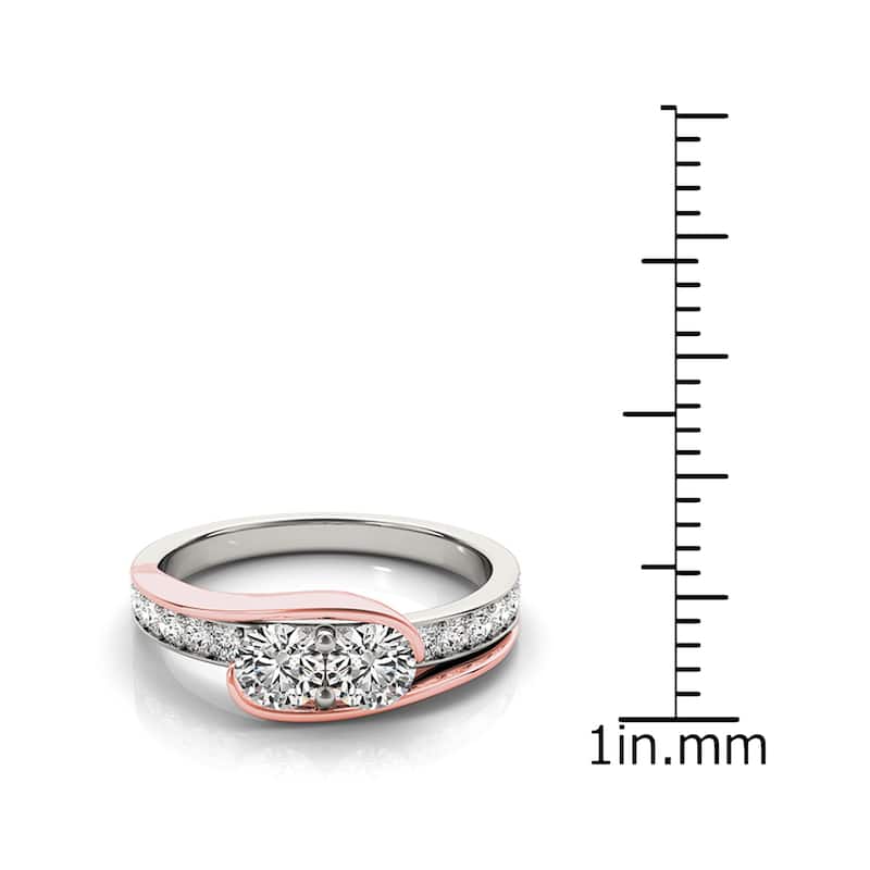 Auriya 3/4ct TDW Round Two Stone Diamond Engagement Ring 14k Two-Tone Rose Gold (H-I, SI1-SI2)