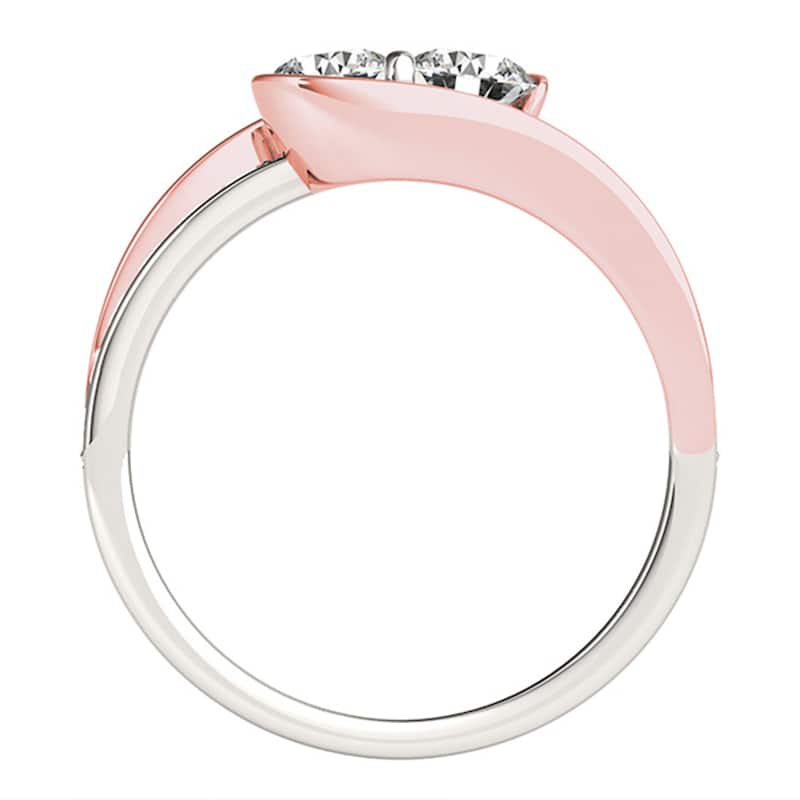 Auriya 3/4ct TDW Round Two Stone Diamond Engagement Ring 14k Two-Tone Rose Gold (H-I, SI1-SI2)