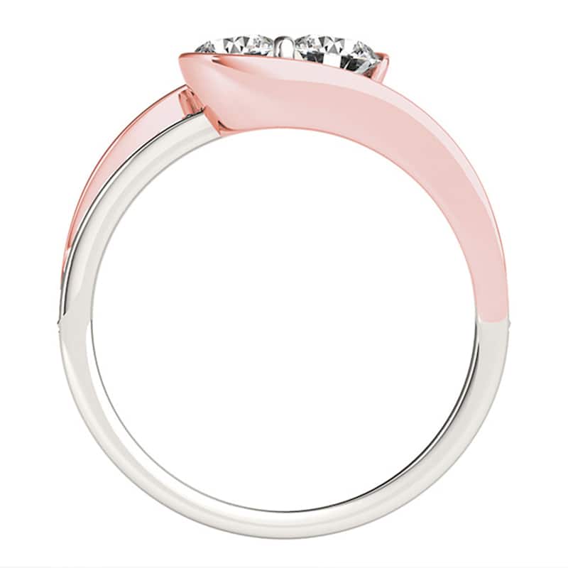 Auriya 14k Two-tone Gold 1/2ctw Round Two-stone Diamond Engagement Ring