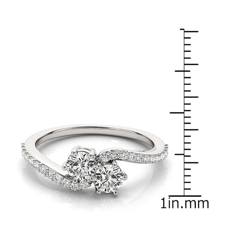 Auriya 14k White Gold 1ct TDW Two Stone Round Diamond Engagement Ring