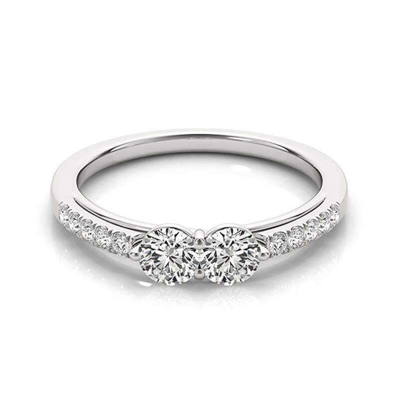 Auriya 14k Gold 1ctw Round Two-stone Diamond Engagement Ring 14k White Gold (H-I, SI1-SI2)