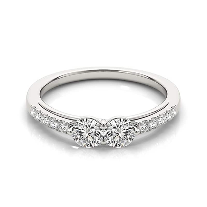 Auriya 14k White Gold 1/2 carat TW 2-Stone Diamond Engagement Ring (H-I, SI1-SI2)