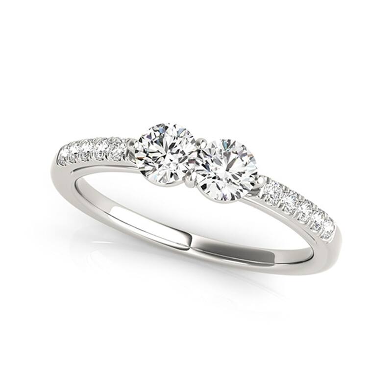 Auriya 14k White Gold 1/2 carat TW 2-Stone Diamond Engagement Ring (H-I, SI1-SI2)