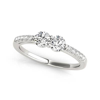 Auriya 14k White Gold 1/2 carat TW 2-Stone Diamond Engagement Ring (H-I, SI1-SI2)