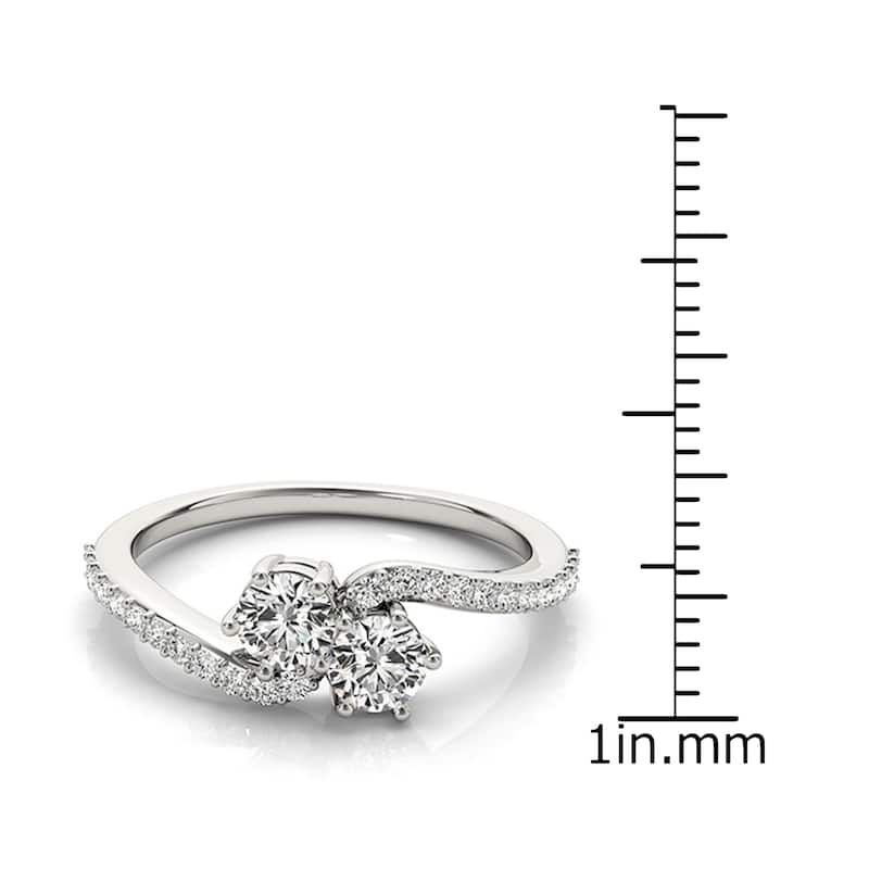 Auriya 14k White Gold 3/4ct TDW Round Two Stone Diamond Engagement Ring