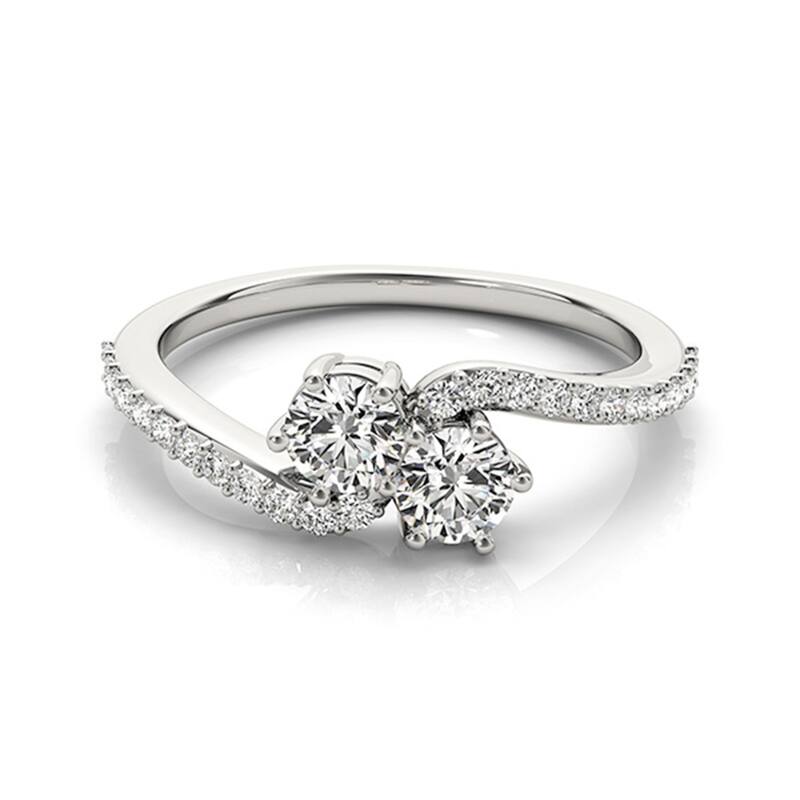 Auriya 14k Gold 1/2ctw Round Two-stone Diamond Engagement Ring 14k White Gold
