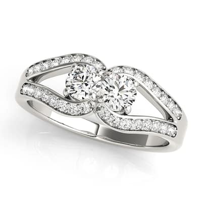 Auriya 14k Gold 1ctw Modern Two-stone Diamond Engagement Ring (H-I, SI1-SI2)