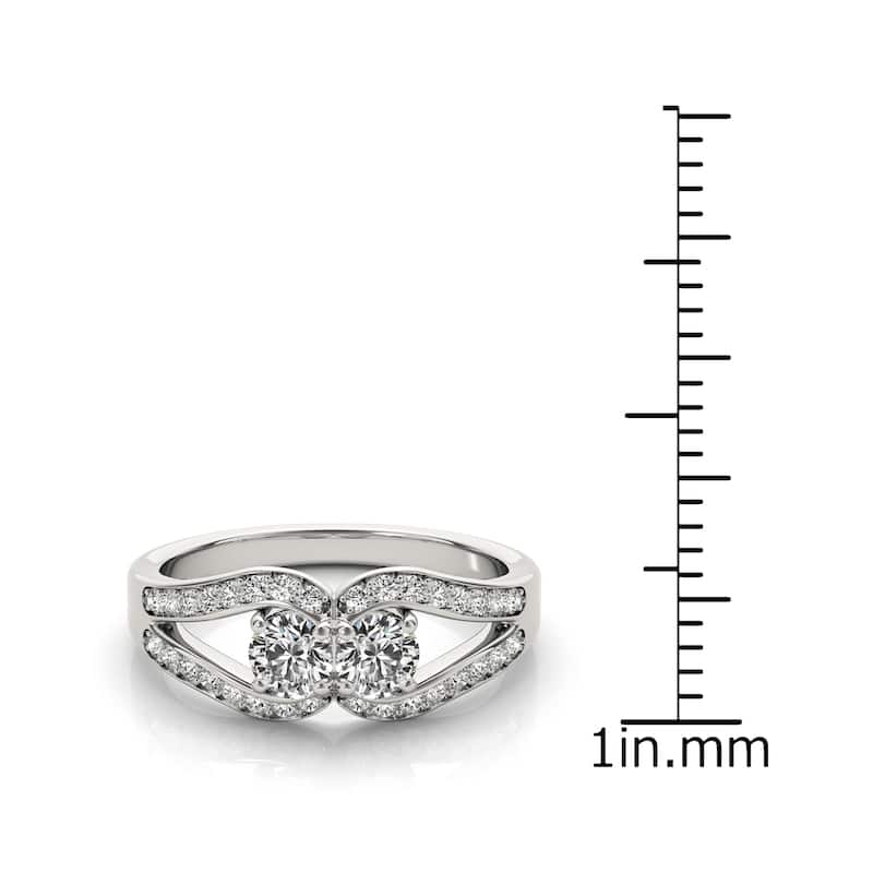 Auriya Modern Split 2-Stone Diamond Engagement Ring 3/4ct TDW 14K White Gold