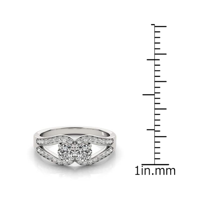 Auriya 14k Gold 1/2ctw Modern Two-stone Diamond Engagement Ring