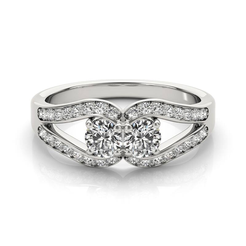 Auriya 14k Gold 1/2ctw Modern Two-stone Diamond Engagement Ring