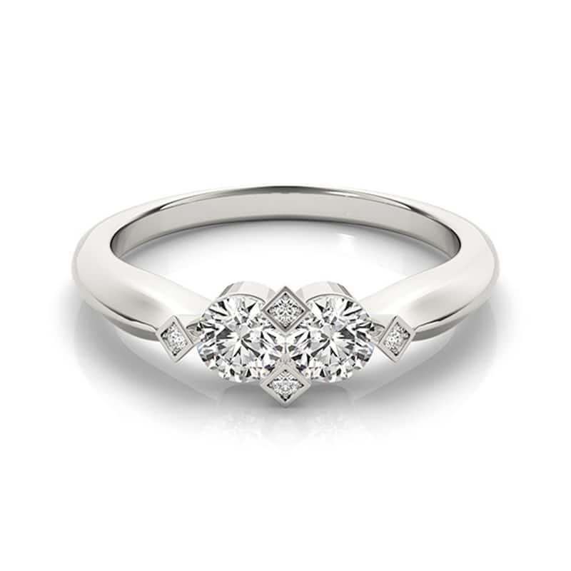 Auriya Modern 1ct TDW Round 2-Stone Diamond Engagement Ring 14k White Gold