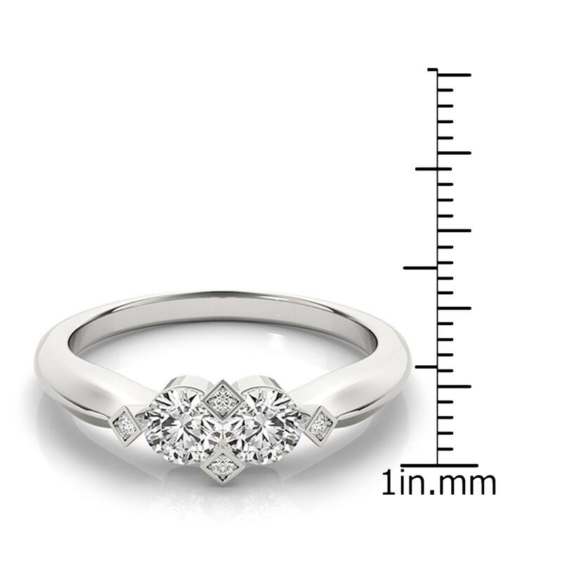 Auriya Modern 1ct TDW Round 2-Stone Diamond Engagement Ring 14k White Gold
