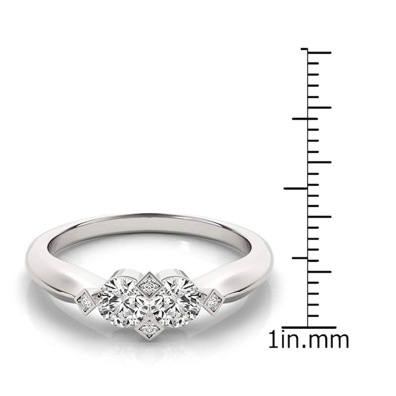 Auriya Modern 3/4ct TDW Round 2-Stone Diamond Engagement Ring 14k White Gold (H-I, SI1-SI2)