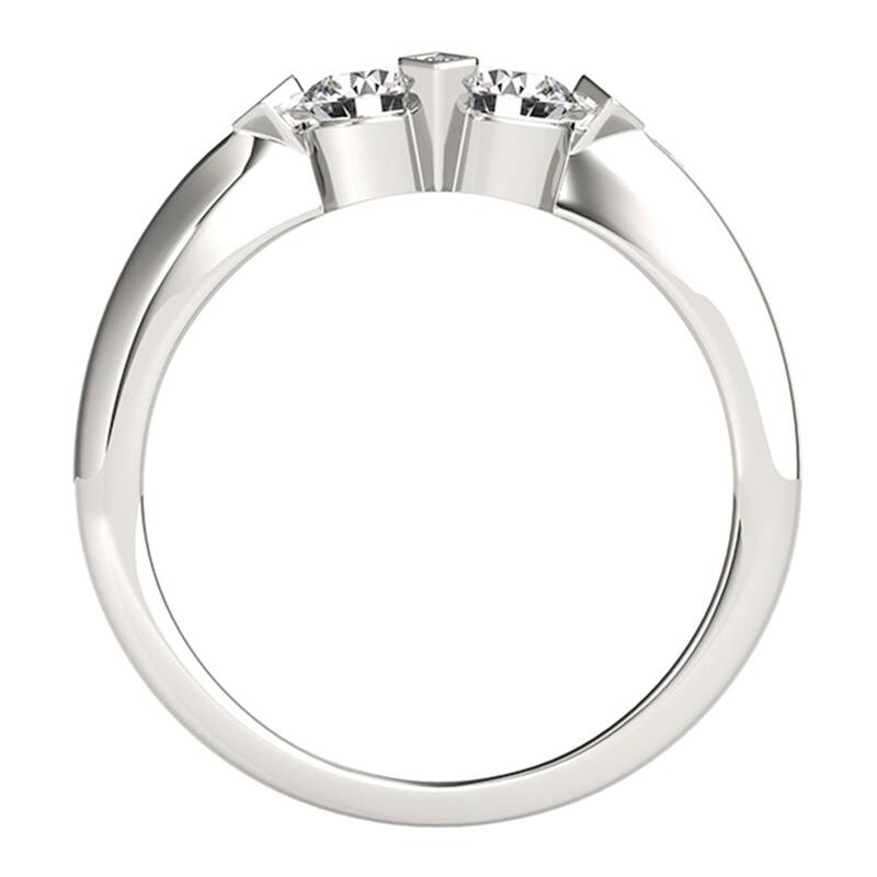 Auriya Modern 3/4ct TDW Round 2-Stone Diamond Engagement Ring 14k White Gold (H-I, SI1-SI2)