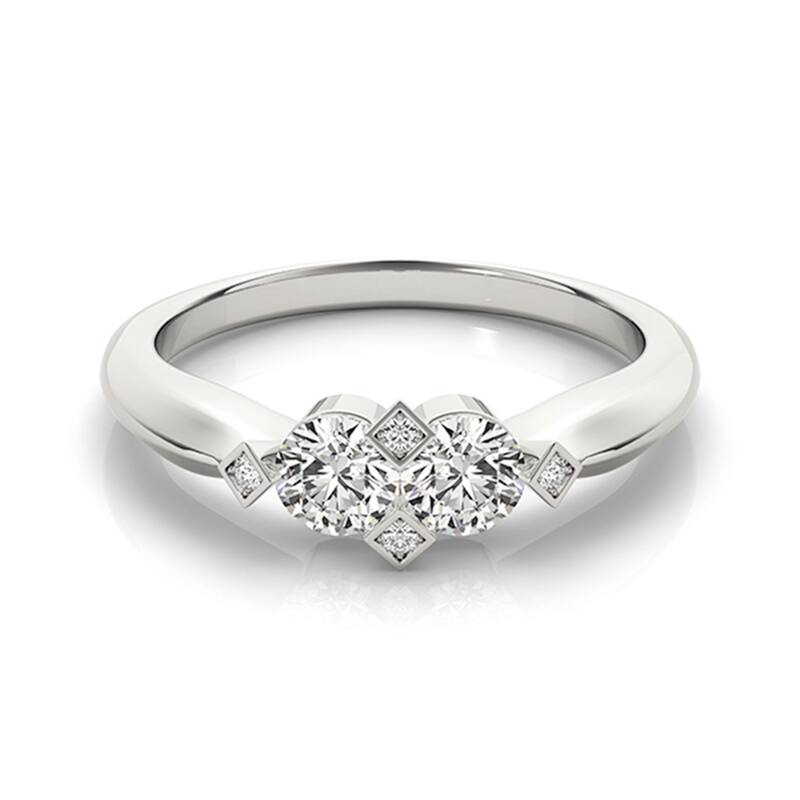 Auriya Modern 1/2ct TDW Round 2-Stone Diamond Engagement Ring 14k White Gold