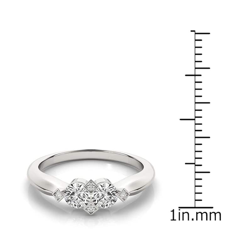 Auriya Modern 1/4ct TDW Round 2-Stone Diamond Engagement Ring 14k White Gold (H-I, SI1-SI2)