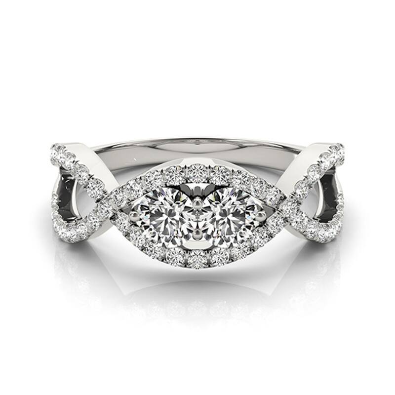 Auriya 14k Gold 1ctw Infinity Two-stone Diamond Engagement Ring