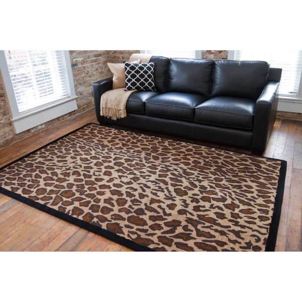 Hand-tufted Brown Leopard Animal Print Safari Wool Rug (8' x 11 ...