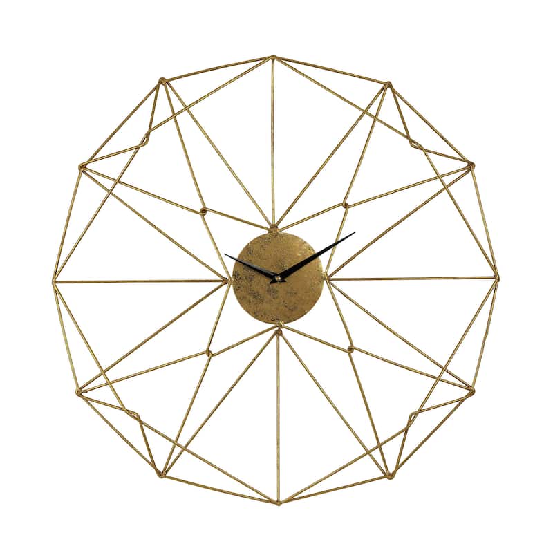 Elk Home Angular Wirework Brass Metal 24 Inch Wide Clock - 24"w x 3"d x 24"h - 24"w x 3"d x 24"h - Gold