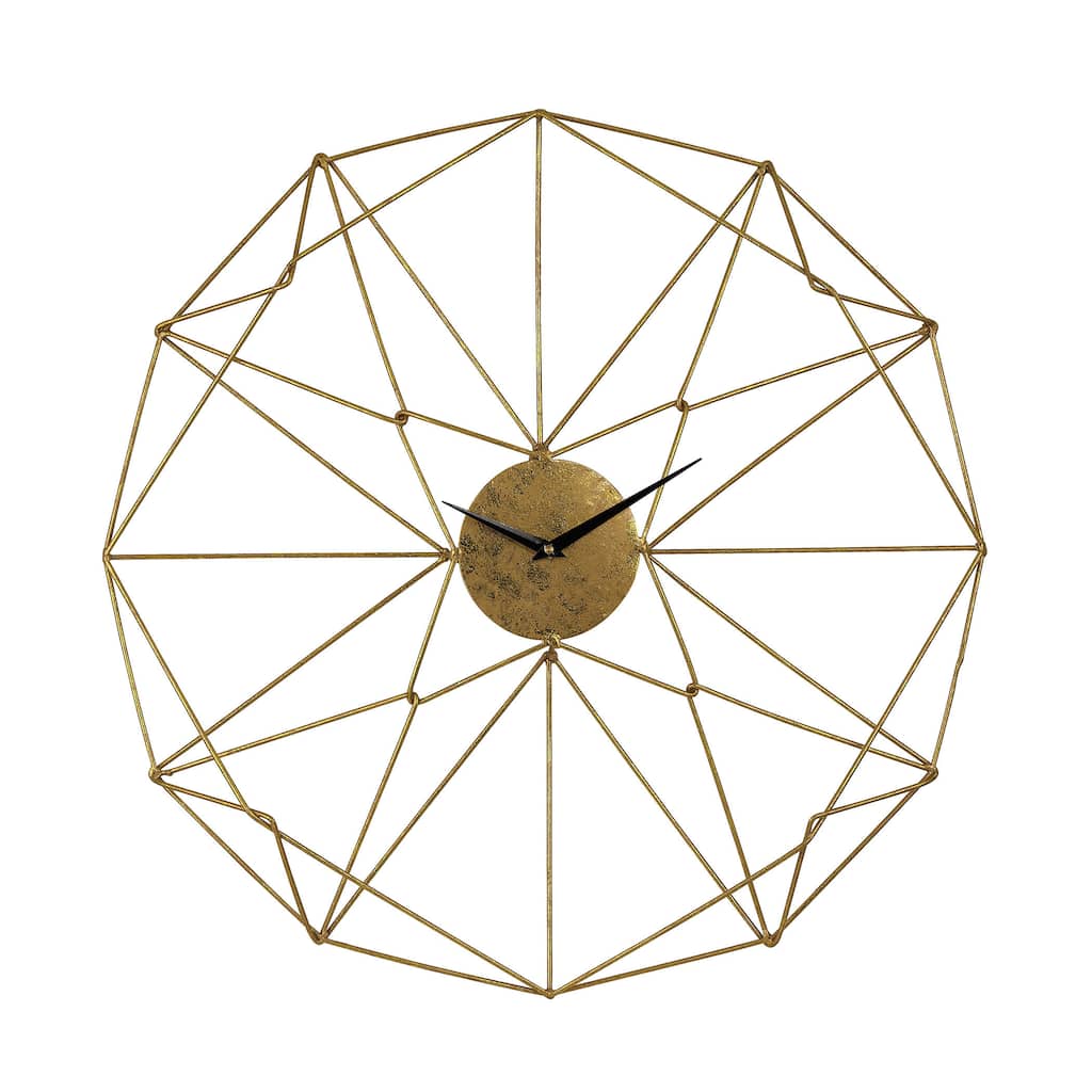 Elk Home Angular Wirework Brass Metal 24 Inch Wide Clock - 24"w x 3"d x 24"h