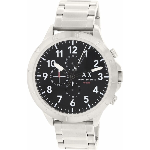 armani exchange black and silver watch