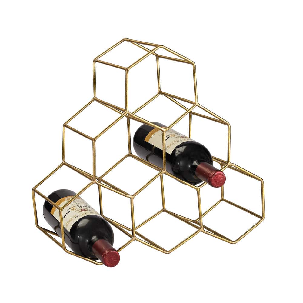 Elk Home Angular Study Gold Metal 14 Inch Wide Wine Rack