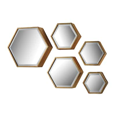 Elk Home Hexagonal Gold Metal 15.75 Inch Wide Mirror