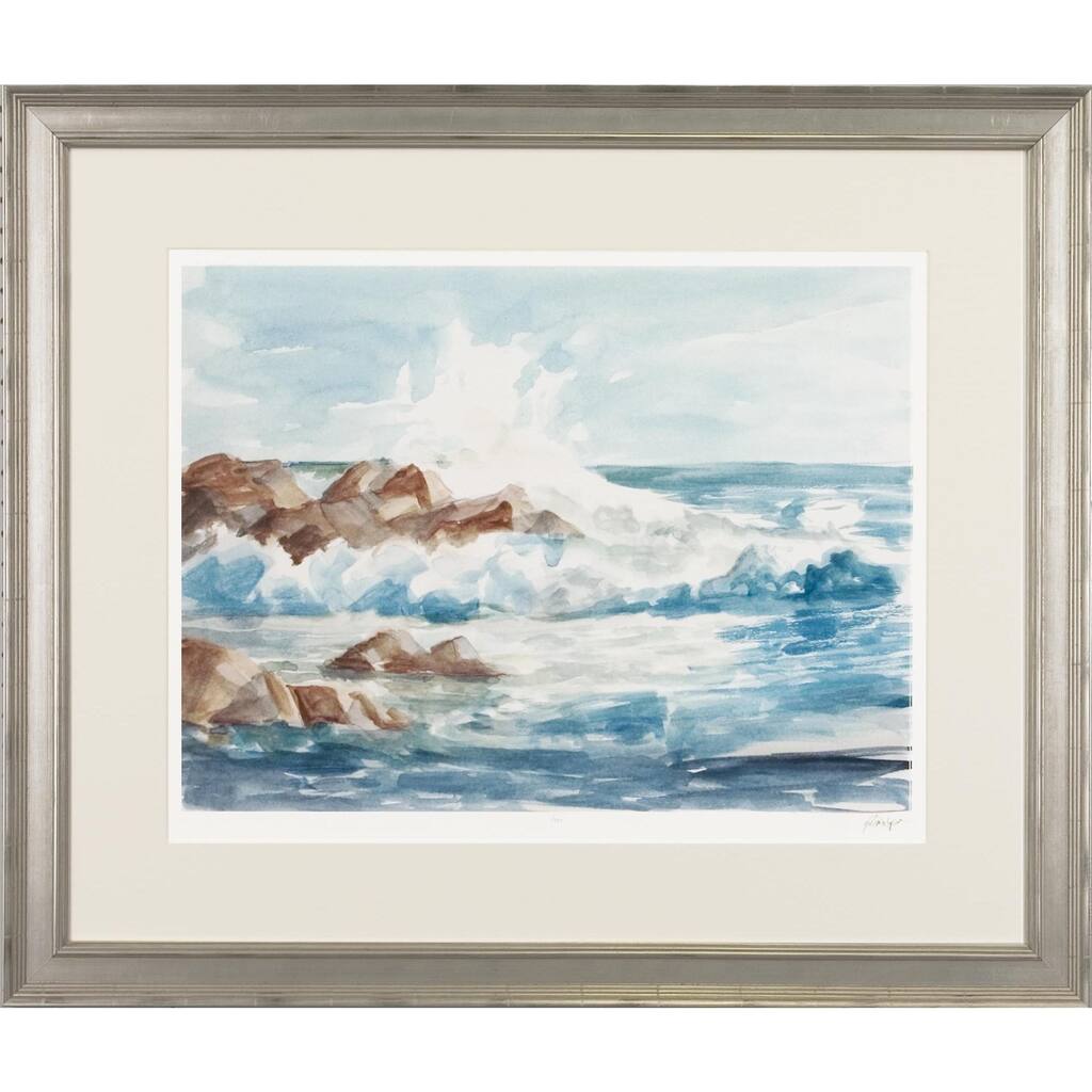 Coastal Watercolor Framed Art Print I - Silver Finish