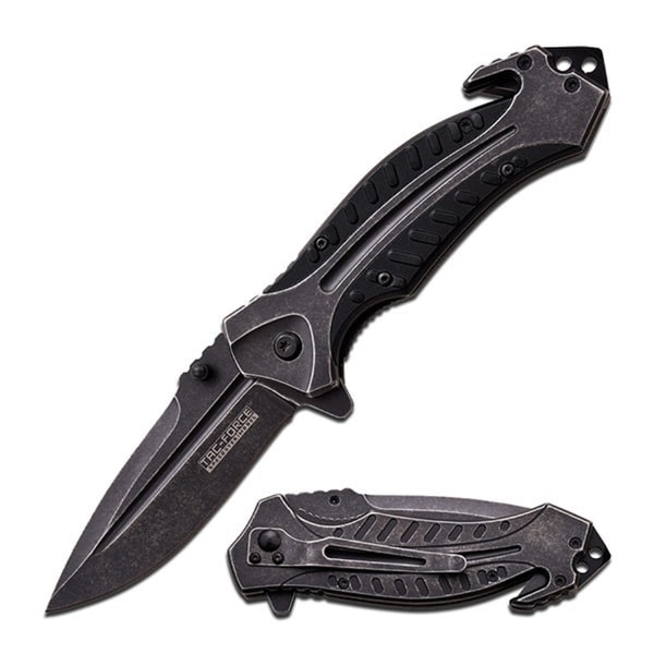 Tac-Force Spring Assisted Knife 5-inch with 3.25-inch Stonewash Blade