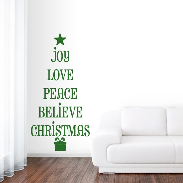 Christmas Tree Words Wall Decal 40 inches wide x 80 inches tall. Opens flyout.