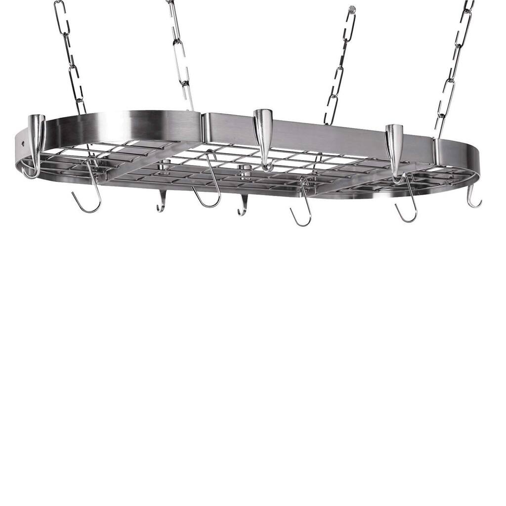 Concept Housewares Oval Ceiling Pot Rack Stainless Steel