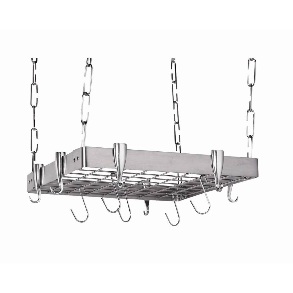 Concept Housewares Square Ceiling Pot Rack Stainless Steel