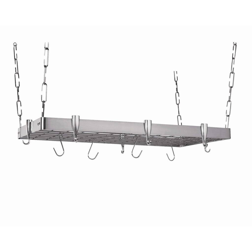 Concept Housewares Rectangular Ceiling Pot Rack Stainless Steel