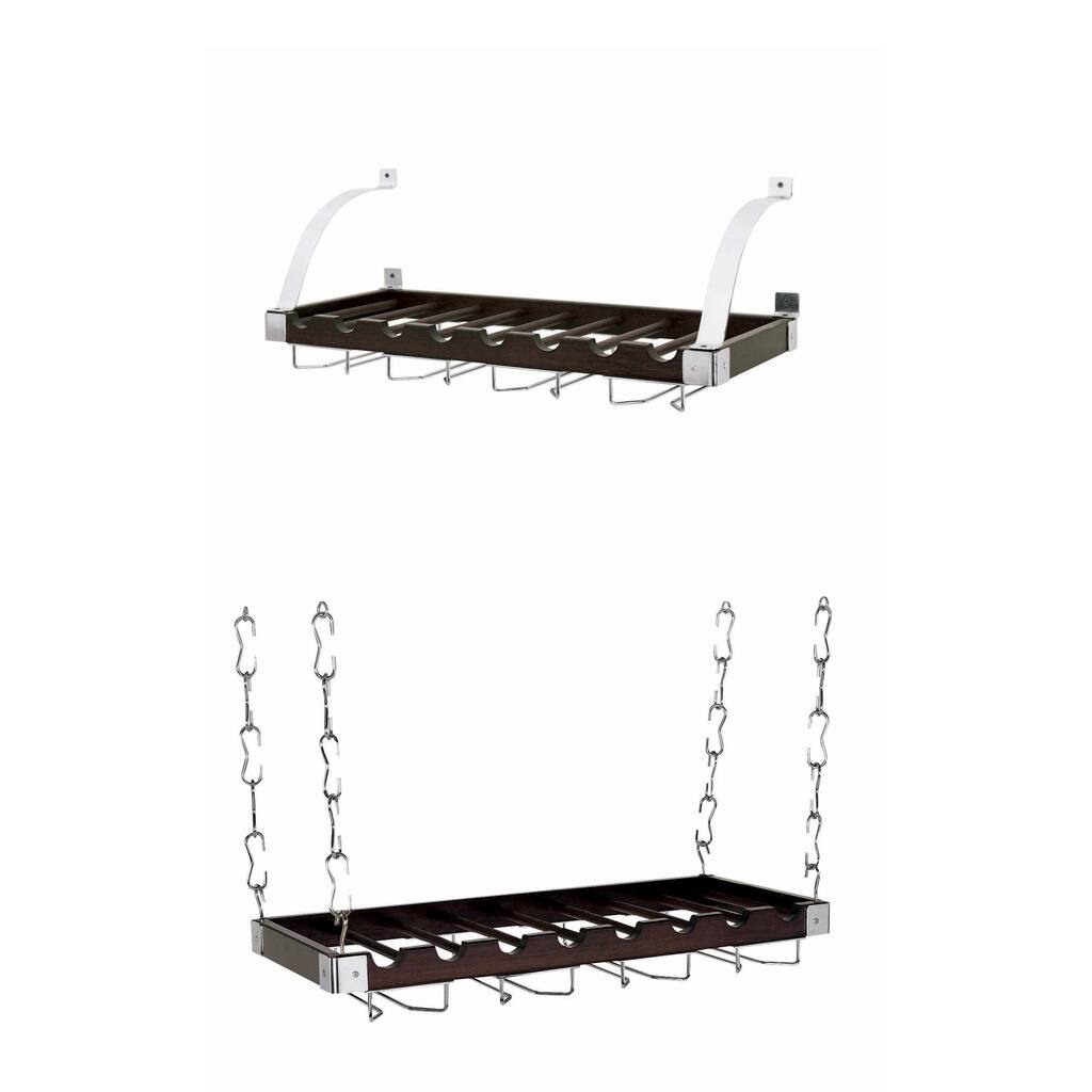 Concept Housewares Wine Bottle & Glass Ceiling / Wall Rack Espresso