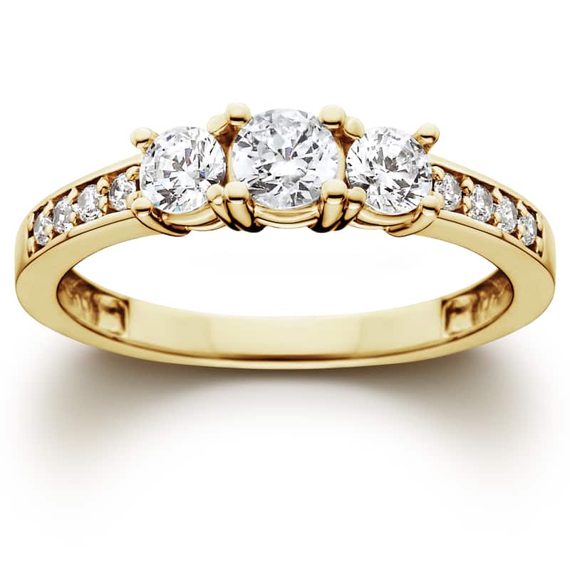 14k Yellow Gold 1ct TDW Diamond Three-Stone Engagement Ring - 4.5