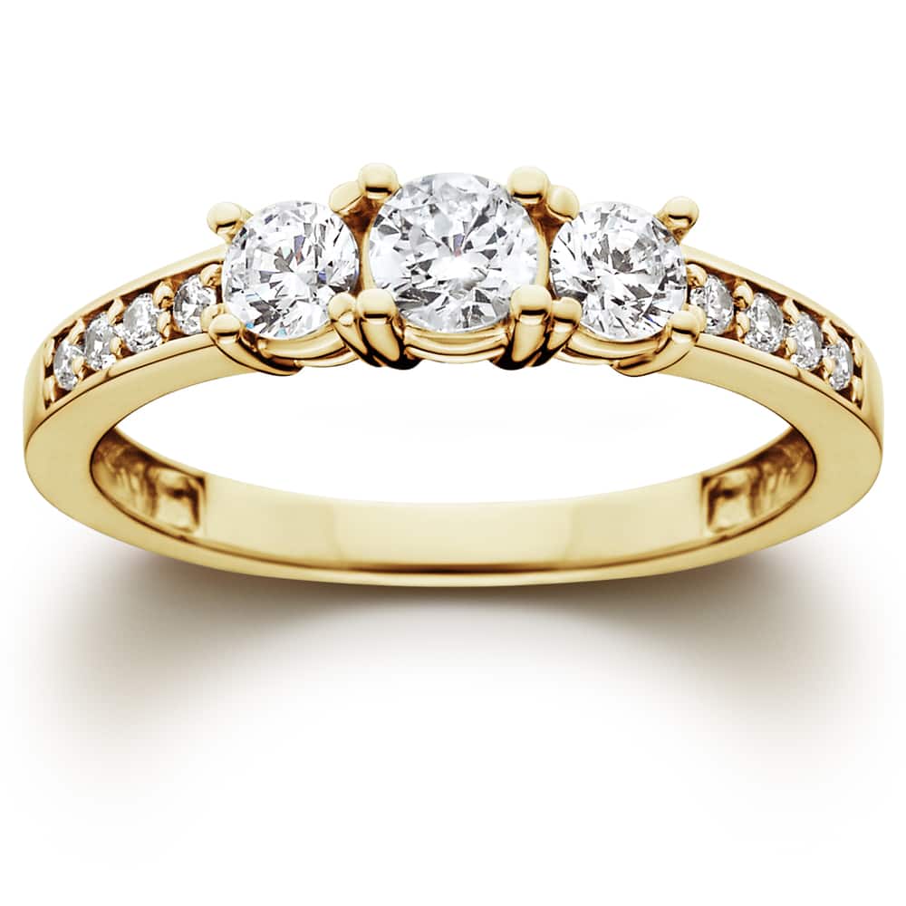 14k Yellow Gold 1ct TDW Diamond Three-Stone Engagement Ring
