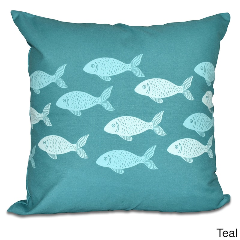 Fish Line 18-inch Animal Print Pillow - Green