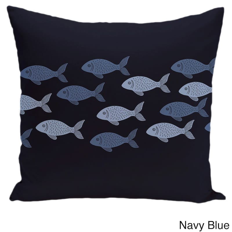 Fish Line 18-inch Animal Print Pillow - Navy