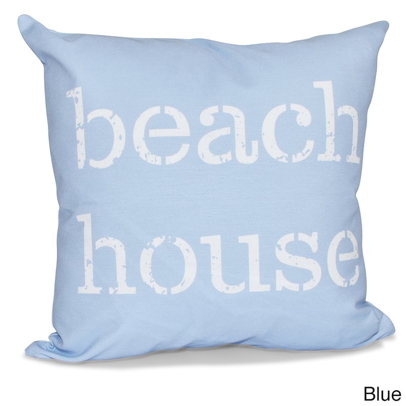 Beach House 26-inch Word Print Pillow - Blue