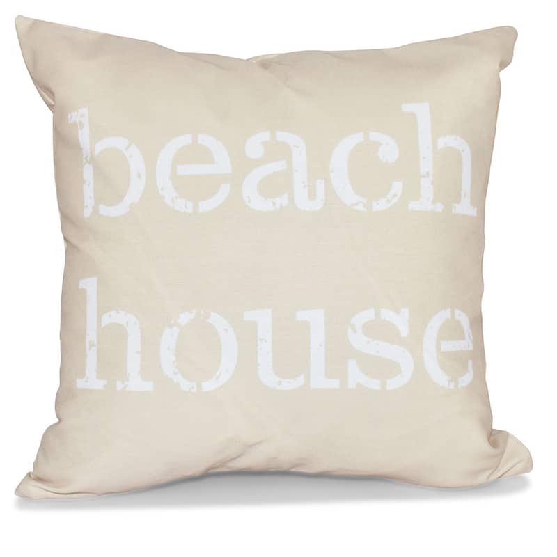 Beach House 26-inch Word Print Pillow