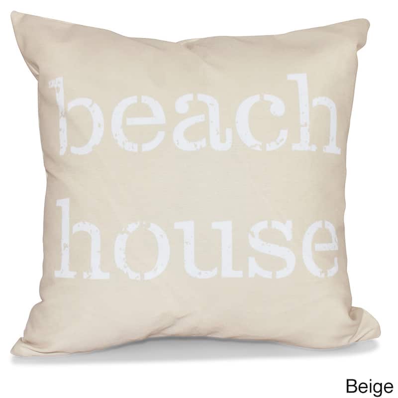 Beach House 26-inch Word Print Pillow - Taupe